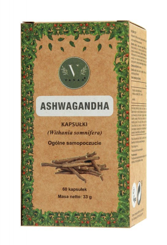 VANAN Ashwagandha Suplement diety wspomagający siłę, spokój i witalność Kapsułki 60 szt.