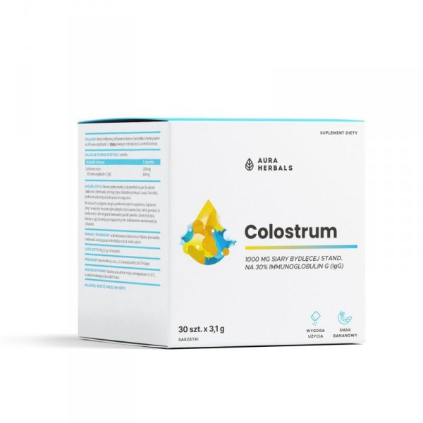 AURA HERBALS Colostrum 1000 mg Bananowe Suplement diety w saszetkach 1 op. - 30 szt.