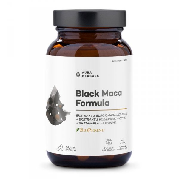 AURA HERBALS Black Maca Formula, ekstrakt z korzenia Suplement diety w kapsułkach 1 op. - 60 szt.