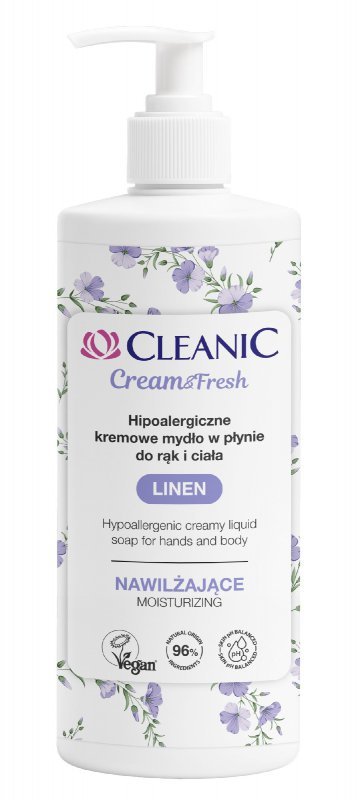 CLEANIC Cream & Fresh Hipoalergiczne mydło nawilżające w płynie do rąk i ciała Len 500 ml