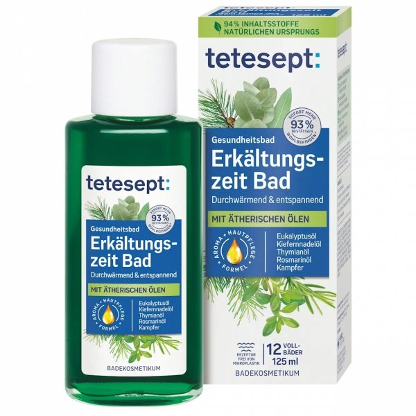 Rozgrzewający Płyn do Kąpieli z Olejkami Eterycznymi, Tetesept Erkältungszeit Bad, 125 ml