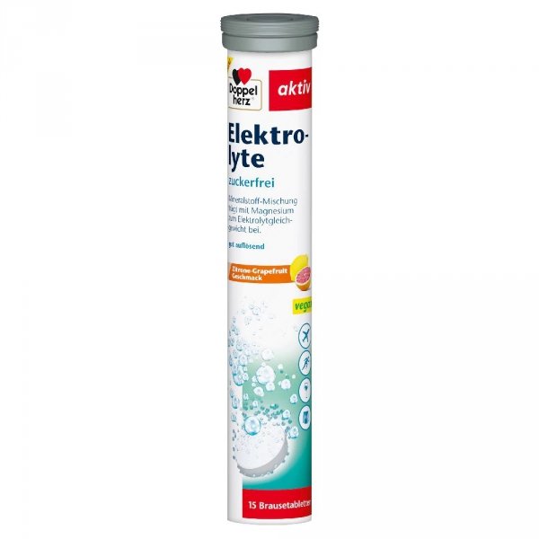 Elektrolity bez cukru – Cytryna i Grejpfrut, Doppelherz Aktiv, 15 tabletek musujących