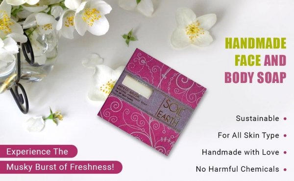 Белый мускус Натуральное расслабляющее и омолаживающее мыло, Soil &amp; Earth