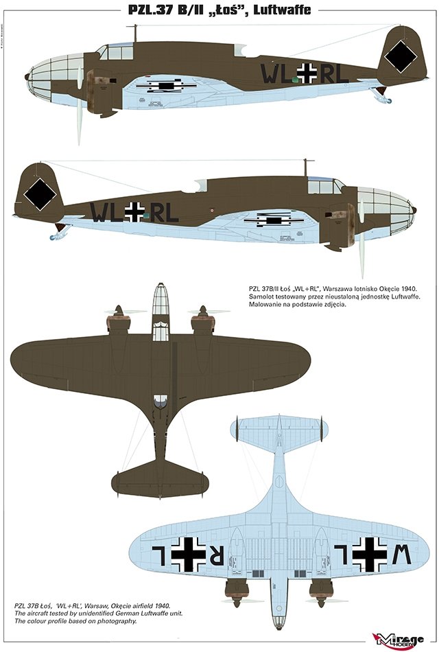 Mirage 481312 1/48 	PZL.37B LUFTWAFFE 'Wersja Niemiecka Okecie 1940'