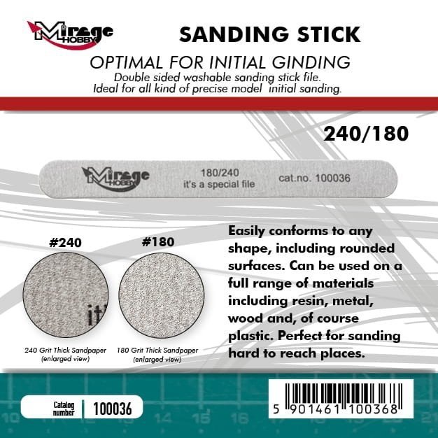 MIRAGE 100036 Pilnik ścierny / Sanding Stick Double Grid 180/240