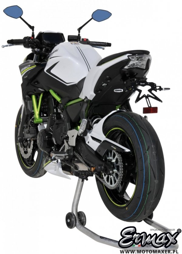 Aluminiowy uchwyt tablicy rejestracyjnej ERMAX PLATE HOLDER Kawasaki Z650 2020 - 2024