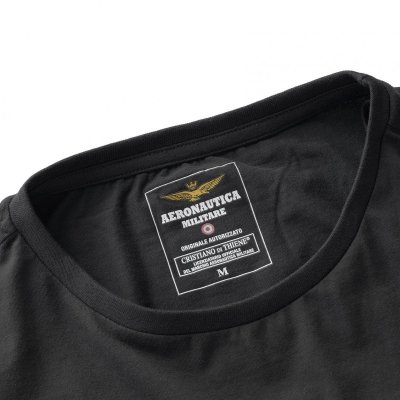 Aeronautica Militare czarny t-shirt koszulka męska crew-neck SC0TI001J508-34300