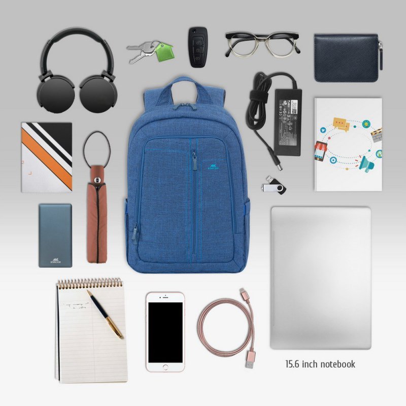 RIVACASE PLECAK NA LAPTOP 15,6&quot; ALPENDORF, NIEBIESKI, Z MATERIAŁU WODOODPORNEGO