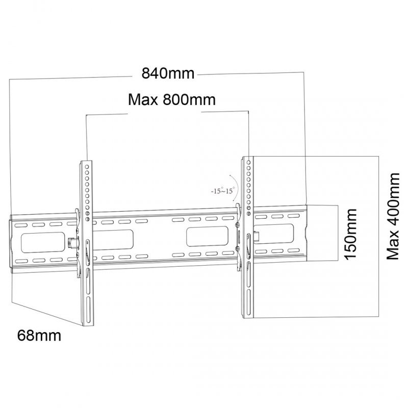 MACLEAN UCHWYT DO TV, MAX VESA 800X400, 43-100&quot;, 120KG, REG. ODCHYLENIA +15°~-15° MC-422