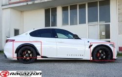 Poszerzenia błotników przednie + tylne, wide body CADAMURO Alfa Romeo Giulia do malowania
