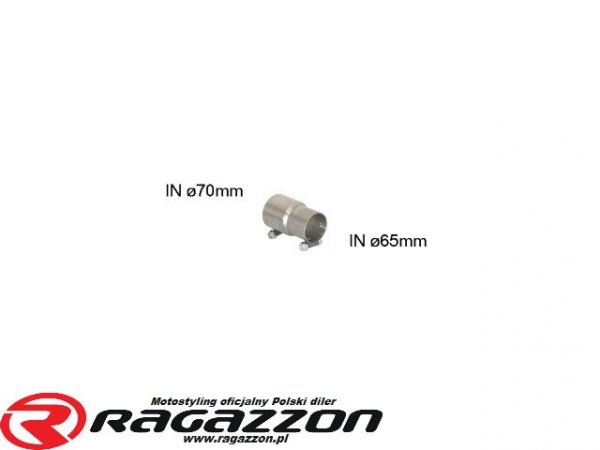 Złączka adapter przejściówka wydechu RAGAZZON 70mm na 65mm sportowy wydech