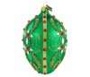 Glass bauble egg 13cm - Rubies on green