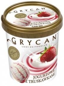 9219 Lody GRYCAN jogurtowe z truskawkami 500ml 1x6