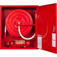 Hydrant wewnętrzny z miejscem na gaśnice pod spodem z wężem półsztywnym 25/30+G wnękowy czerwony