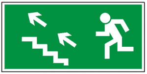 Kierunek do wyjścia drogi ewakuacyjnej schodami w górę na lewo 107 (FF)