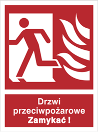 Znak Drzwi przeciwpożarowe zamykać ! Lewe 217-01 P.F. 150x200