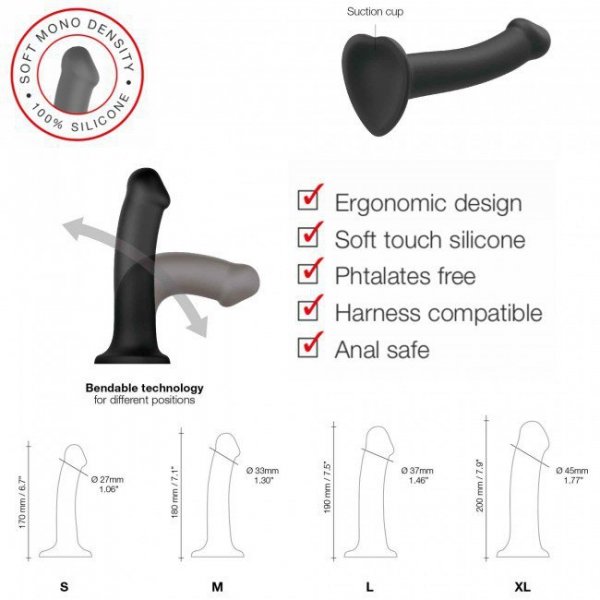 Dildo Strap-on-me Dildo Mono Density Matte XL Grey