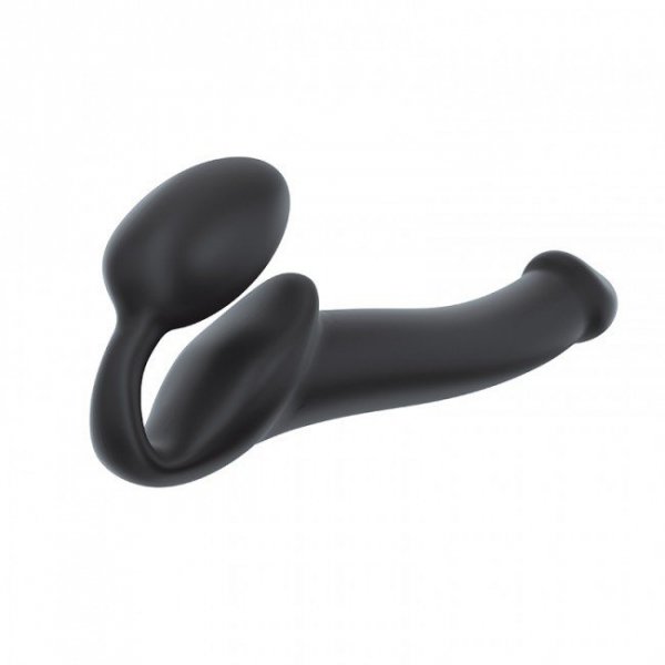 Podwójne dildo Strap-on-me Silicone bendable strap-on M Black