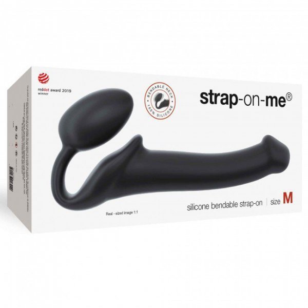 Podwójne dildo Strap-on-me Silicone bendable strap-on M Black