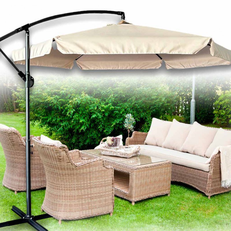 Parasol ogrodowy duży składany z wysięgnikiem 290cm beżowy