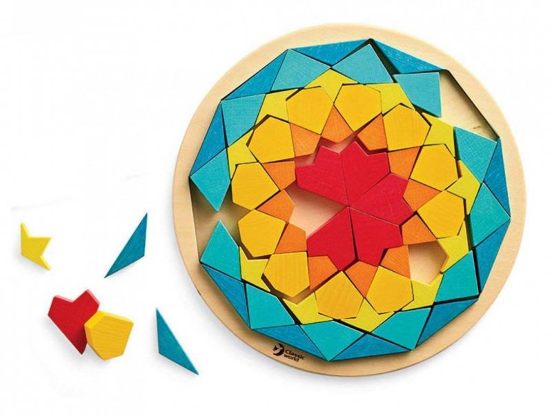 CLASSIC WORLD MONTESSORI Puzzle Mosaic Tangram Patterns Shapes and Colors