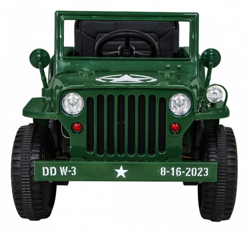 Autko Wojskowe Retro dla dzieci Zielony + Napęd 4x4 + Pilot + 2 Bagażniki