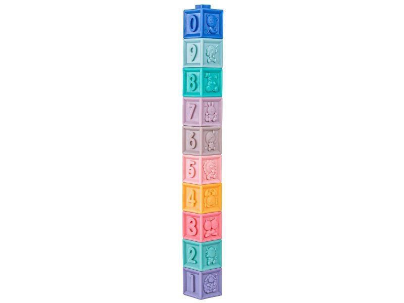 Miękkie Klocki Sensoryczne, Cyferki, Figury geometryczne, Kształty 12 sztuk, Edukacyjny zestaw klocków dla malucha