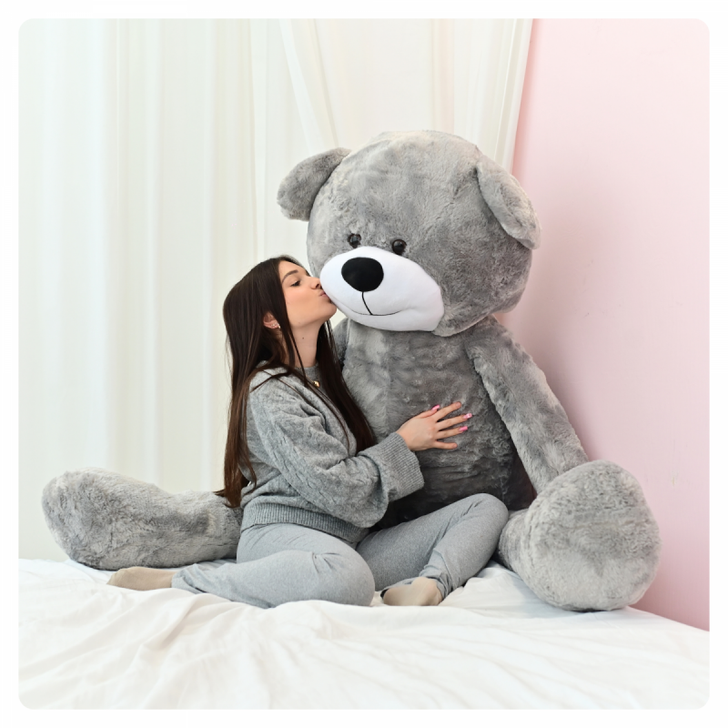 DUŻY MIŚ PLUSZOWY 220cm PLUSZAK MASKOTKA GIGANT - SZARY