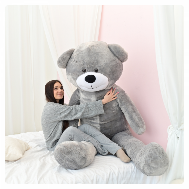 DUŻY MIŚ PLUSZOWY 220cm PLUSZAK MASKOTKA GIGANT - SZARY