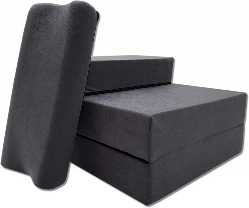 MATERAC TURYSTYCZNY SKŁADANY FOTEL 200x70x15cm - 2 w 1 SZARY