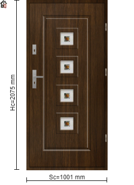 StalProdukt Drzwi Zewnętrzne Stalowe 55 mm grubości  T20SO Reflex/Witraż  Orzech