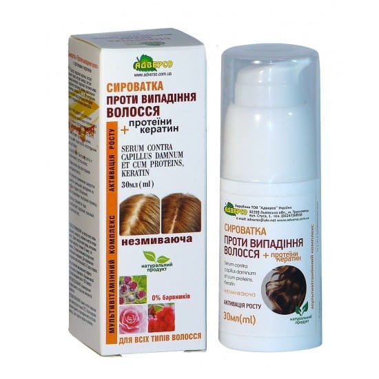 Serum Przeciw Wypadaniu Włosów z Proteinami i Keratyną, Adverso, 30ml
