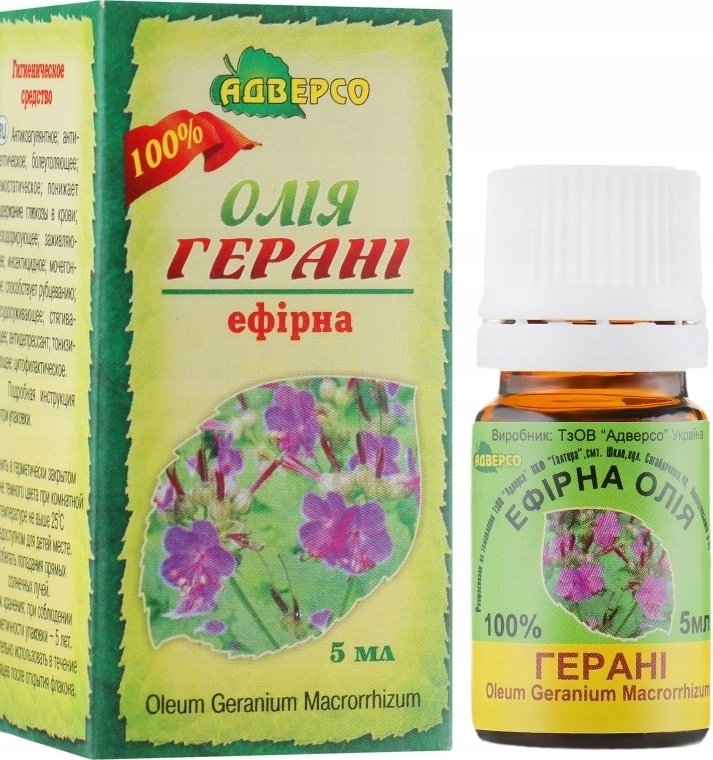 Olejek Geraniowy, Pelargoniowy, 100% Naturalny Adverso, 5 ml