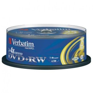 Verbatim DVD+RW 4x 4,7GB 25p 43489 cake DataLife+, scratch resist., bez nadruku