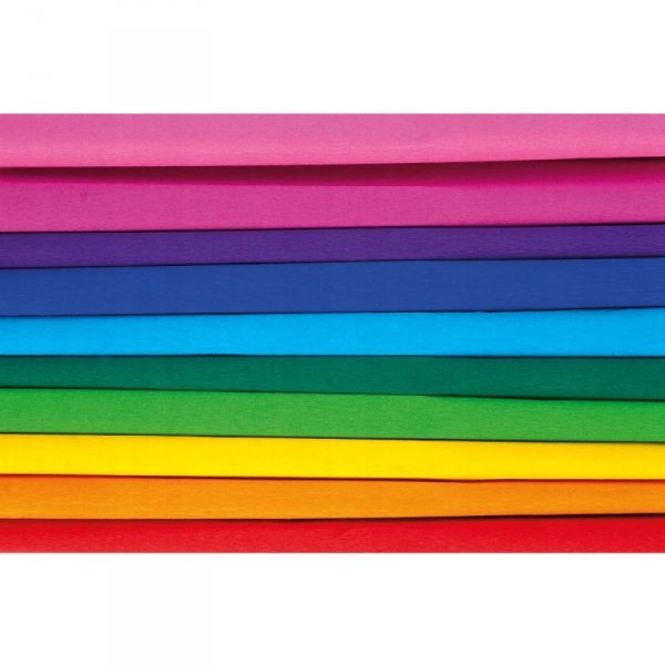 Bibuła marszczona 25 x200cm - TĘCZA - MIX 10 kolorów, 10 rolek, Happy Color