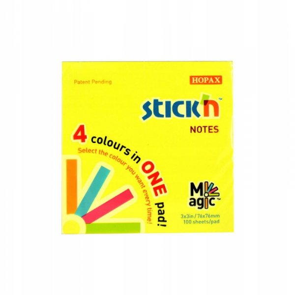 Bloczek STICK&quot;N MAGIC PAD 76x76mm neon mix kolorów 21571
