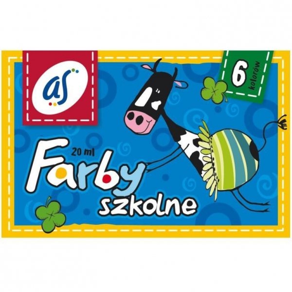 Farby plakatowe szkolne 6 kolorów 20ml zestaw AS 301219001 ASTRA