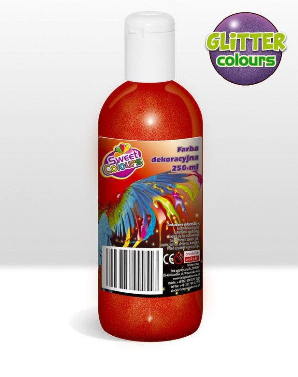 Farby plakatowe brokatowe 6 kol.x 250ml Sweet Colours OTOCKI