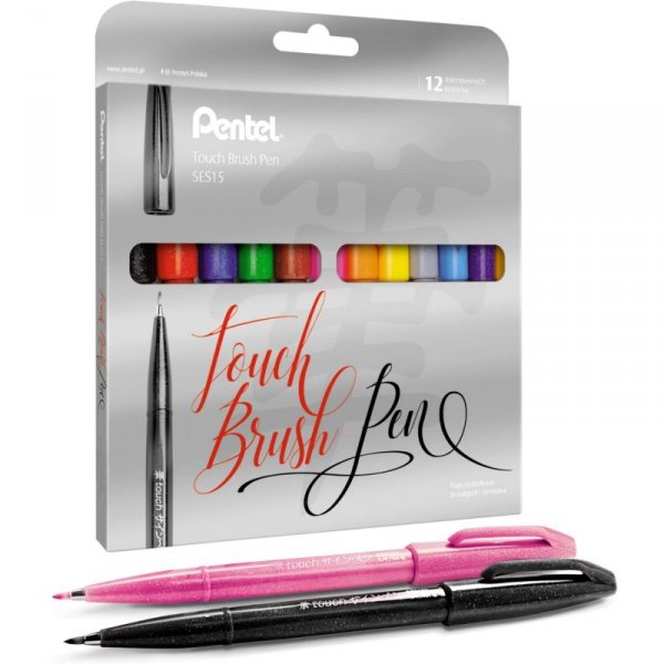 Pisak BRUSH SIGNT kpl. 12 szt. SES15C-ST12PL PENTEL