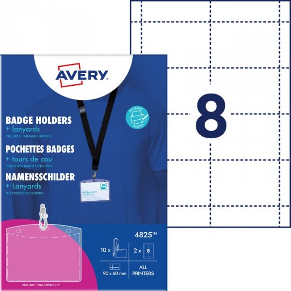 Holder na identyfikatory 60x90mm ze smyczą (10 sztuk+16 wkładów) 4825 AVERY