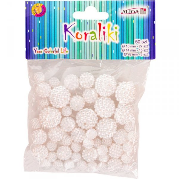 Koraliki plastikowe perłowe mix rozm. (50) PJ-0613 ALIGA