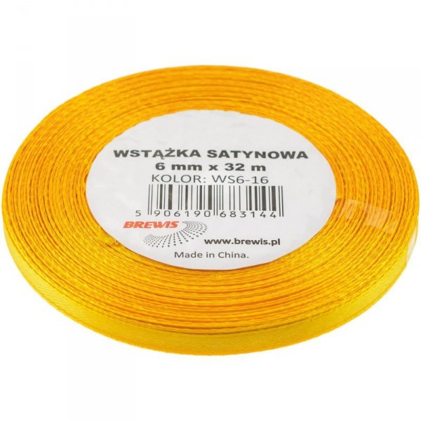 Wstążka satynowa 6mm/32m żółta BREWIS