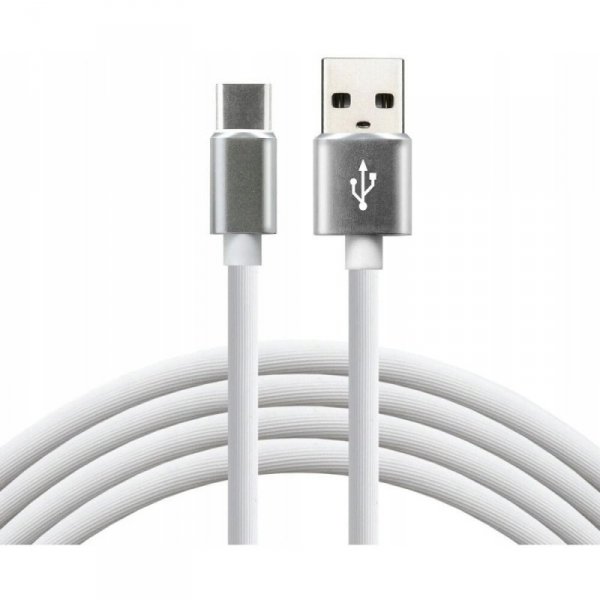 Kabel USB -&gt; USB-C 1,5m 3A silikonowy biały EVERACTIVE (CBS-1.5CW)