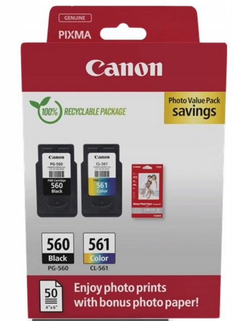 Oryginalny Tusz CMYK Canon PG-560, PG560, CL-561, CL561 (3713C008AA)