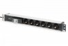 Digitus Listwa zasilająca PDU 19 Rack, 6x gniazdo schuko, 2.0m, 1x wtyk unischuko, 16A, wyłącznik nadprądowy, Profil alumi