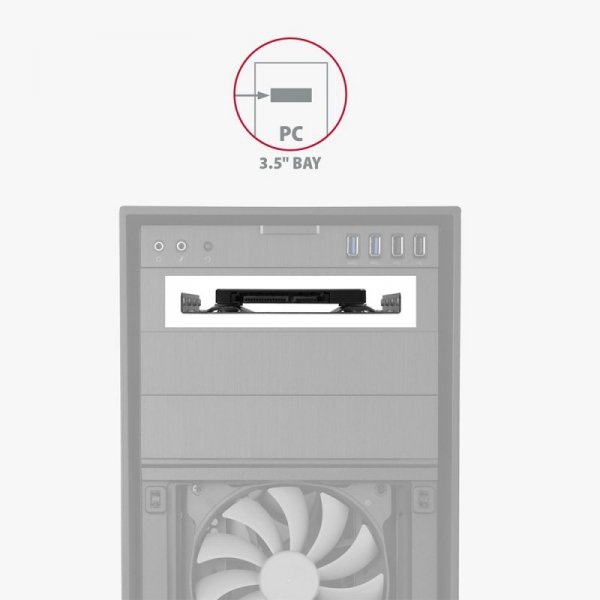AXAGON RHD-125S Ramka metalowa do montażu 1x 2.5&quot; HDD w pozycji 3.5&quot;, szary