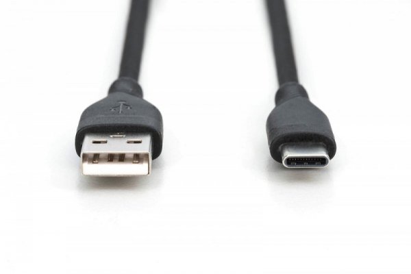 Digitus Kabel połączeniowy silikonowy USB-A - USB-C, USB 2.0 60W, 2m Czarny