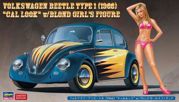 Hasegawa SP445-52245 Volkswagen Beetle Type 1 (1966) &quot;Cal Look&quot; w/Blond Girl's Figure 1/24
