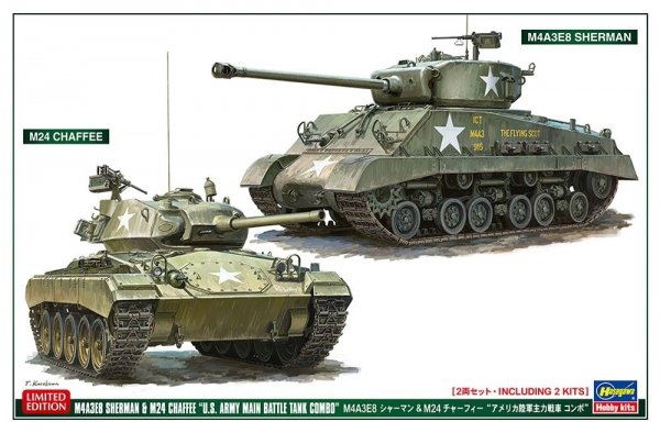 Hasegawa 30068 M4A3E8 Sherman &amp; M24 Chaffee 'U.S. Army Main Battle Tank Combo' 1/72
