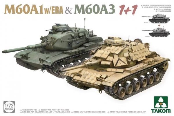 Takom 5022 M60A1 w/ERA &amp; M60A3 1+1 1/72